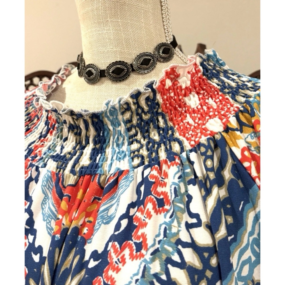 CALESSA BOHO TOP S/M RETRO FRINGE HIPPIE FESTIVAL COACHELLA DOPAMINE COVER UP - Picture 5 of 8